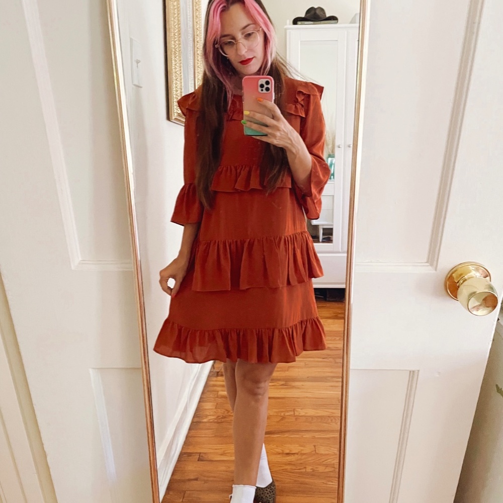 Madewell silk ruffle dress